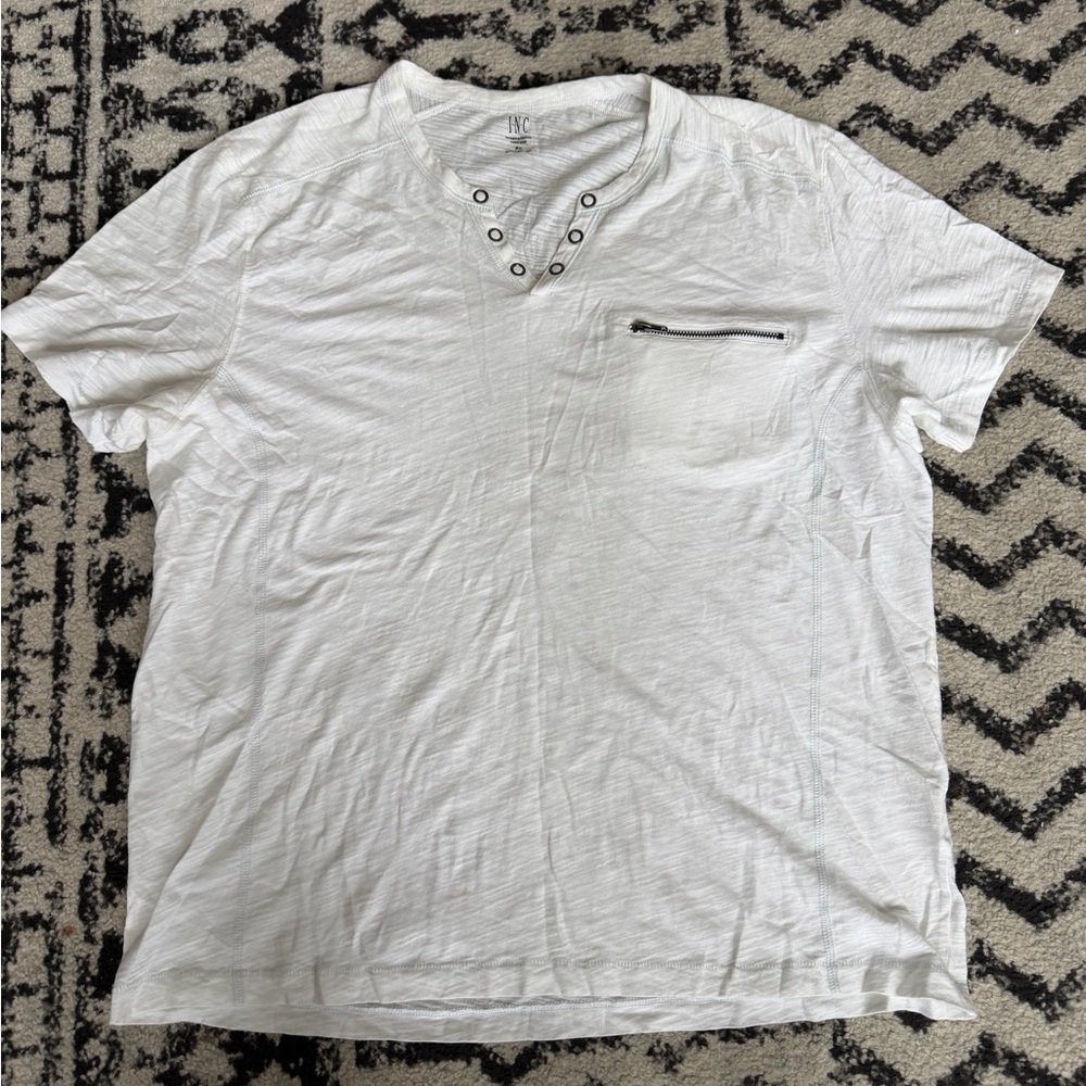 INC International Concepts White Short Sleeve Shirt